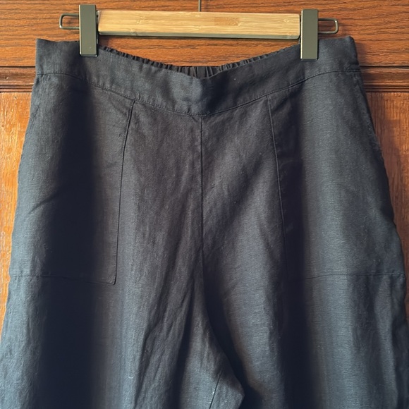 FLAX black Linen wide leg flood Pants - Picture 5 of 5